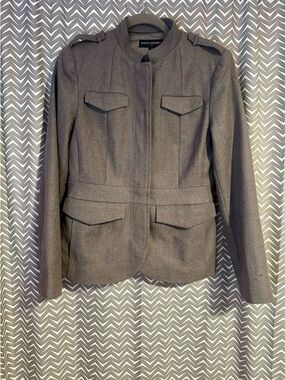 Banana Republic | Gray Wool Blend Military Inspired Blazer Jacket, size 6
